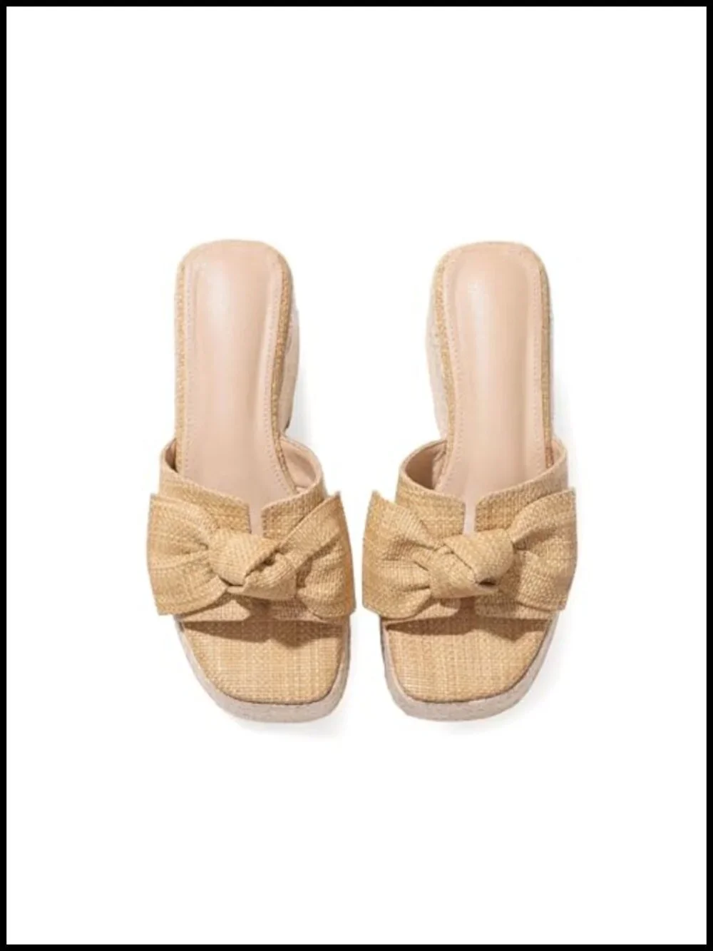 Raffia Platform Espadrille Wedge Sandals with Bow